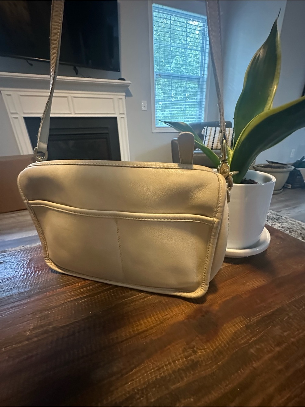 Vintage Coach Cafe Bag 4111 Bone Ivory Leather Crossbody USA